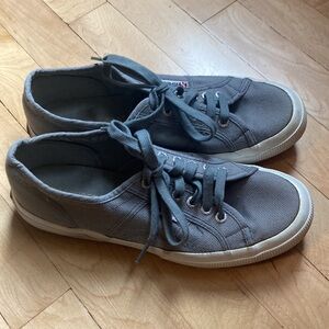 Superga Grey Canvas Low Top Lace Up Sneakers Size 40 (9.5)